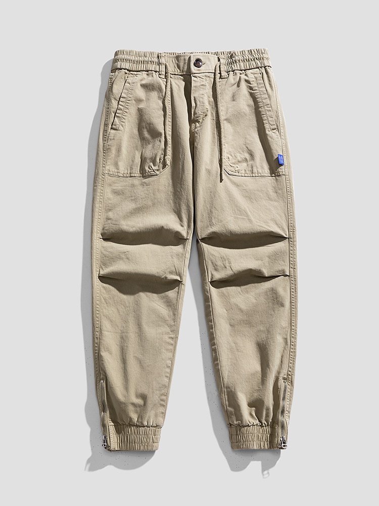 Minimalist Design Cuffed Men's Cargo Pants for Athletic Casual Wear