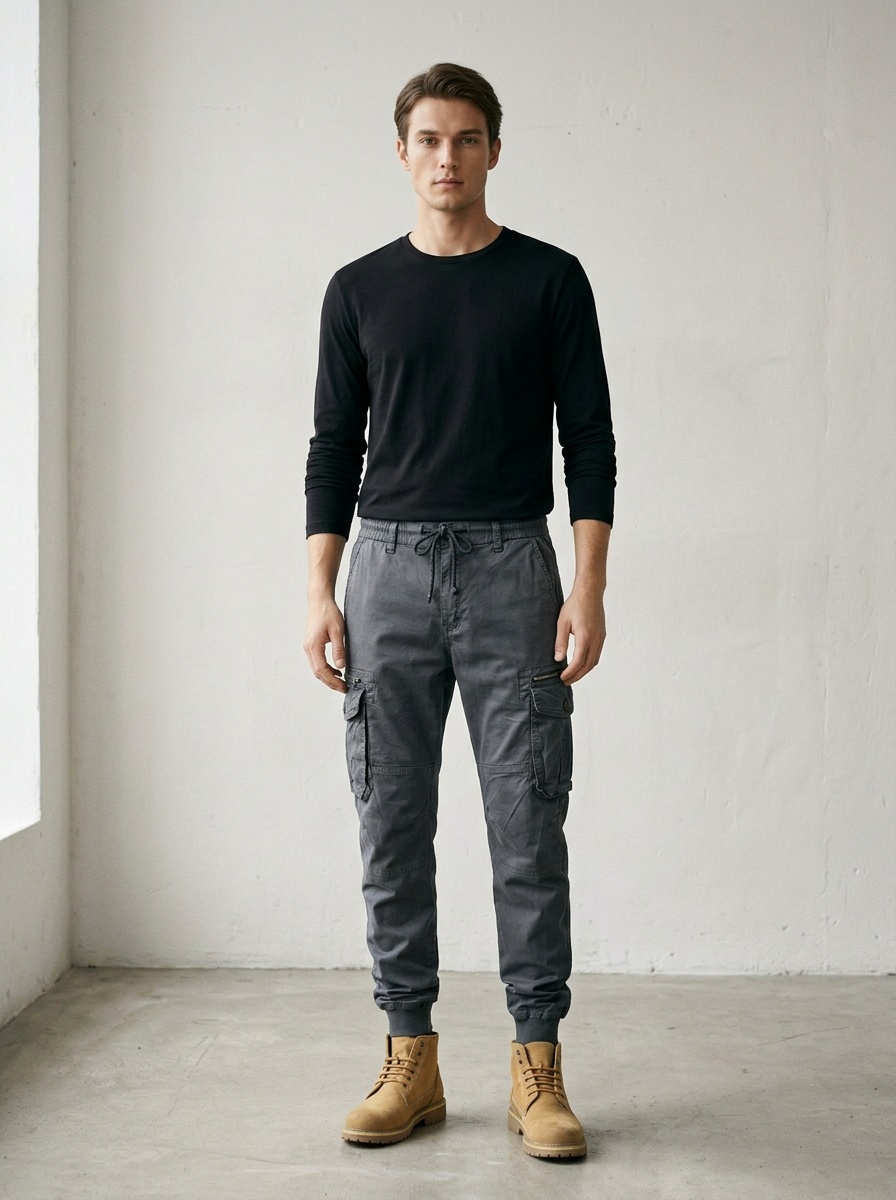 Tapered Fit Versatile Men's Cargo Pants for Casual Athletic Wear