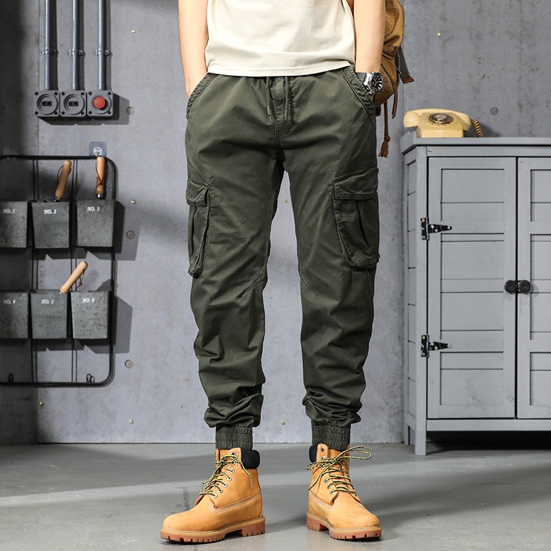 Functional Stretch Fit Cuffed Men's Cargo Pants for Outdoor Casual Wear