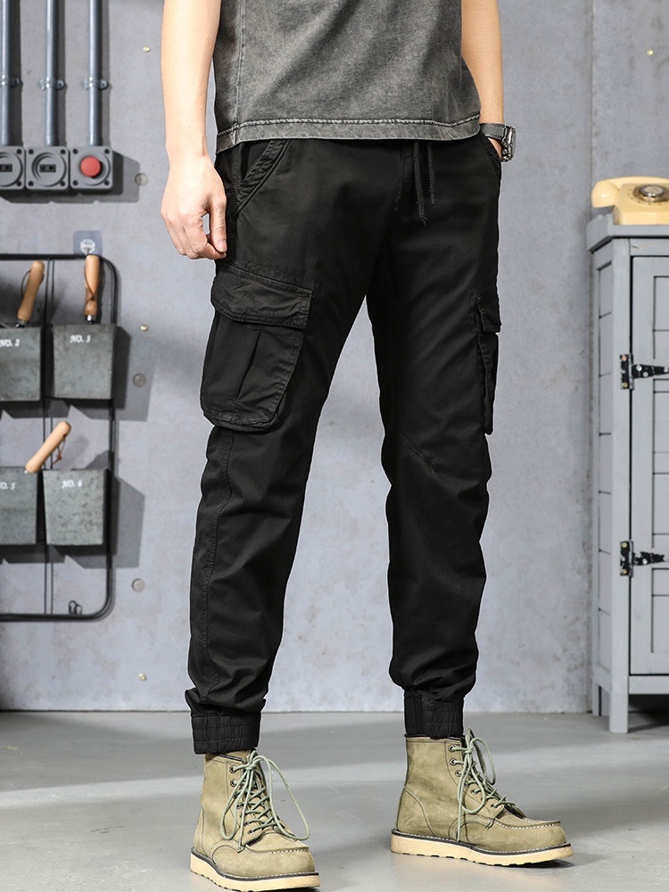 Functional Stretch Fit Cuffed Men's Cargo Pants for Outdoor Casual Wear