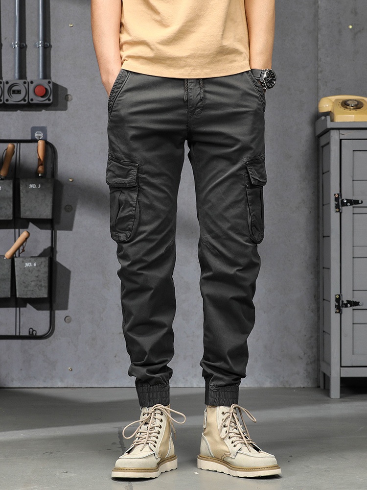 Functional Stretch Fit Cuffed Men's Cargo Pants for Outdoor Casual Wear