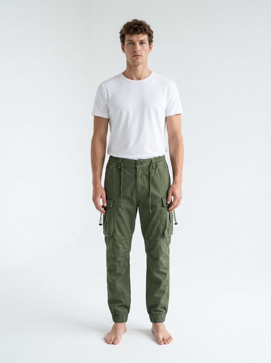 Pantalones cargo deportivos con múltiples bolsillos y cremallera para hombre, con puños, para uso informal