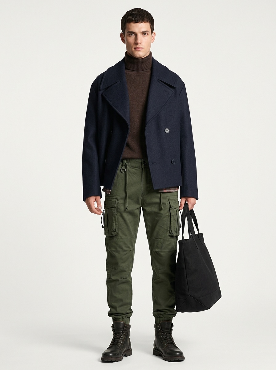 Pantalones cargo deportivos con múltiples bolsillos y cremallera para hombre, con puños, para uso informal