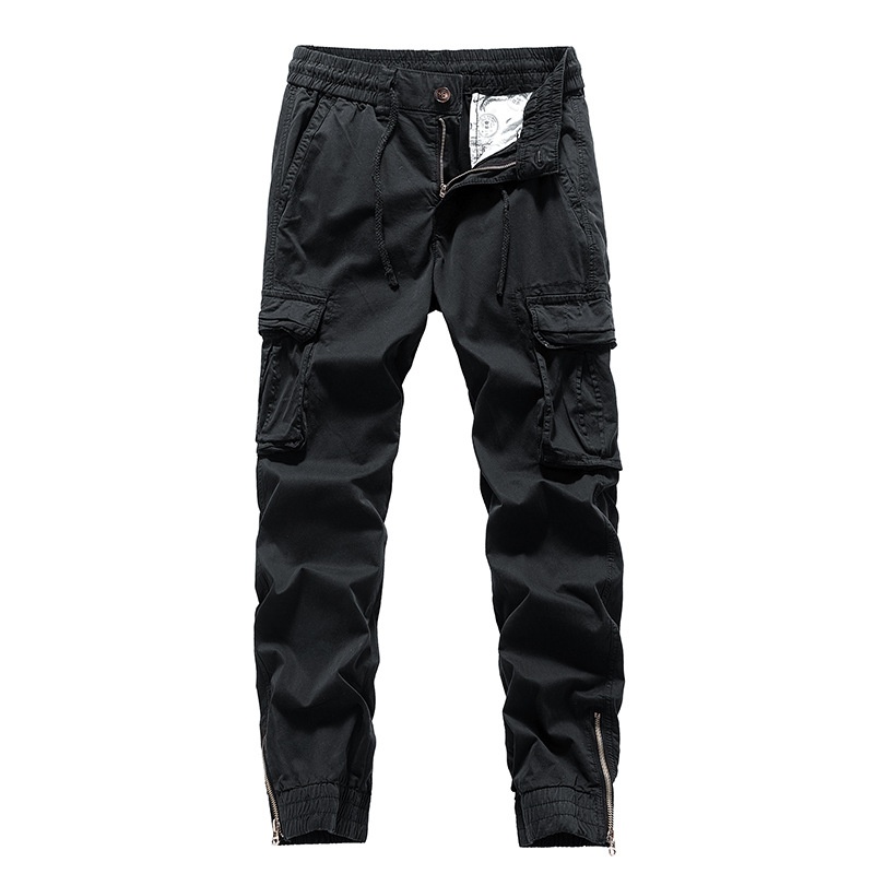 Zipper Detail Vintage Cuffed Men's Cargo Pants for Casual Travel Wear