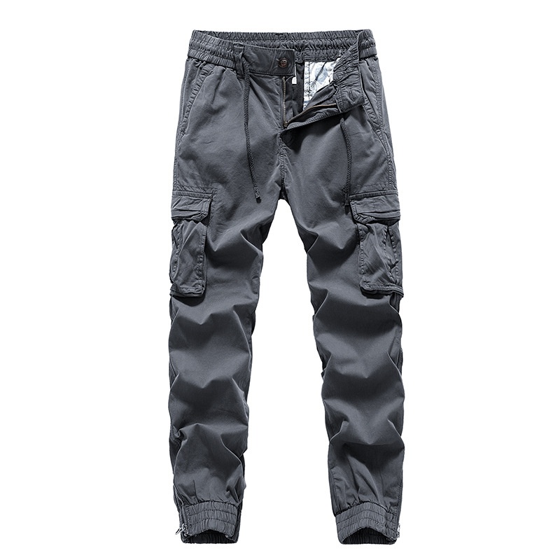 Zipper Detail Vintage Cuffed Men's Cargo Pants for Casual Travel Wear