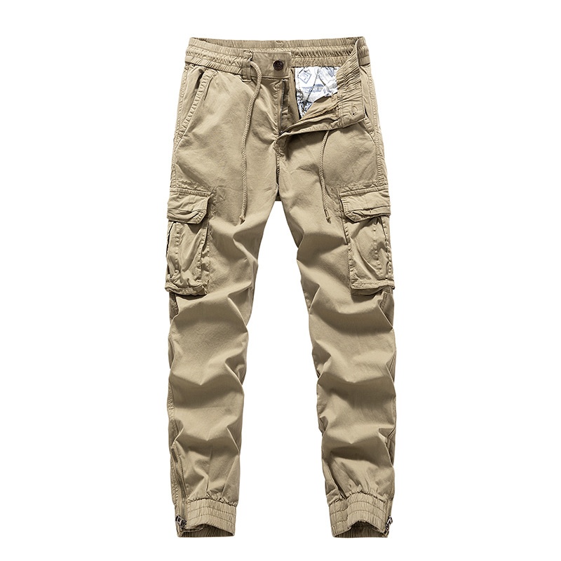 Zipper Detail Vintage Cuffed Men's Cargo Pants for Casual Travel Wear