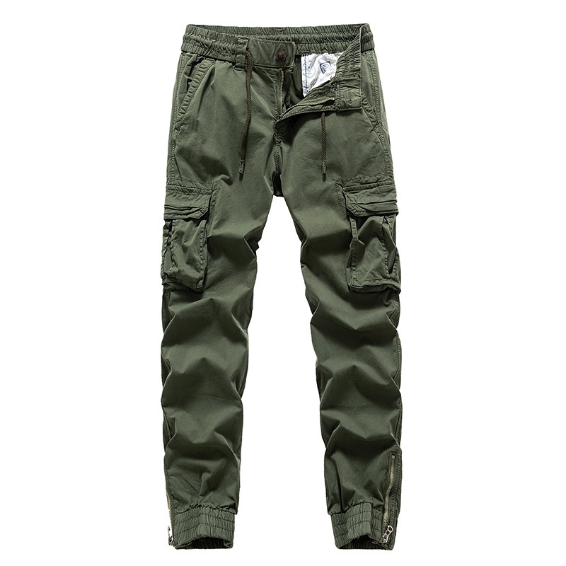 Zipper Detail Vintage Cuffed Men's Cargo Pants for Casual Travel Wear