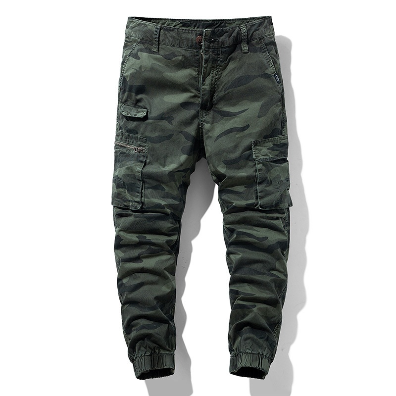 Tapered Stretch Camouflage Multi-Pocket Men's Cargo Pants for Casual Outdoor Wear