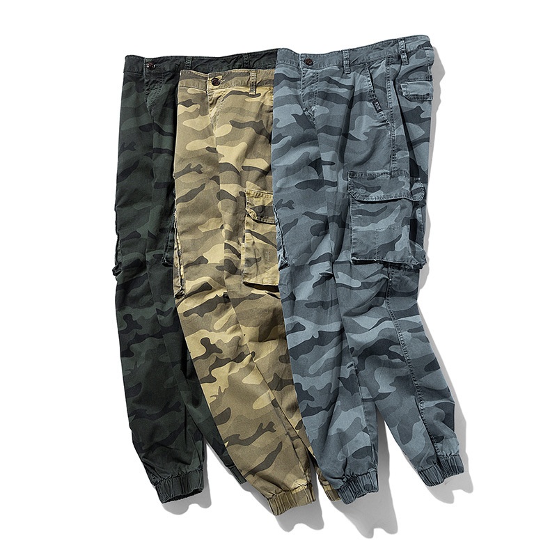 Tapered Stretch Camouflage Multi-Pocket Men's Cargo Pants for Casual Outdoor Wear