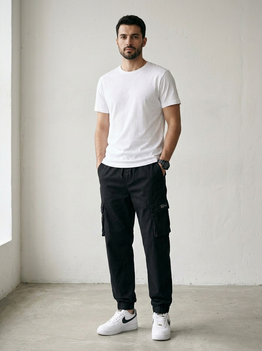 Vintage Stretch Fit Tapered Men's Cargo Pants for Casual Wear