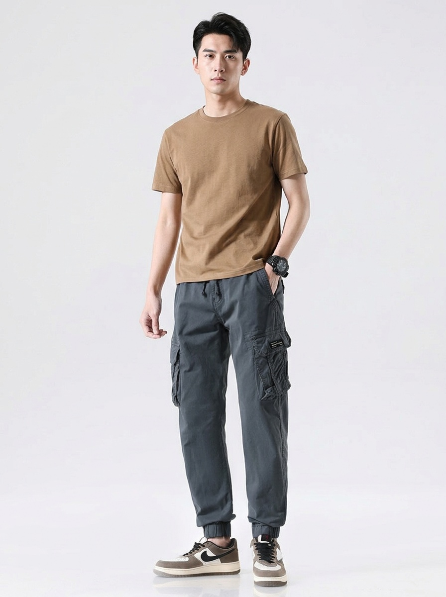 Vintage Stretch Fit Tapered Men's Cargo Pants for Casual Wear