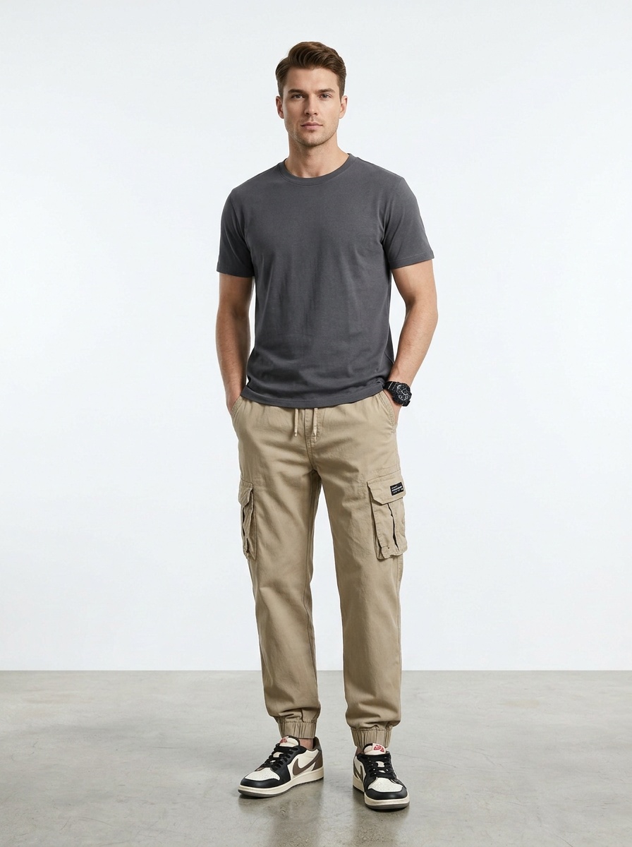 Vintage Stretch Fit Tapered Men's Cargo Pants for Casual Wear
