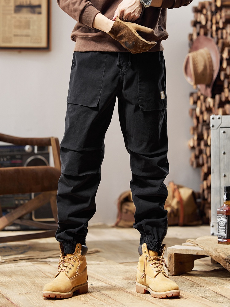 Relaxed Fit Drawstring Vintage Men's Cargo Pants for Casual Wear