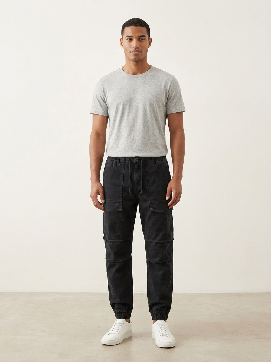 Relaxed Fit Drawstring Vintage Men's Cargo Pants for Casual Wear