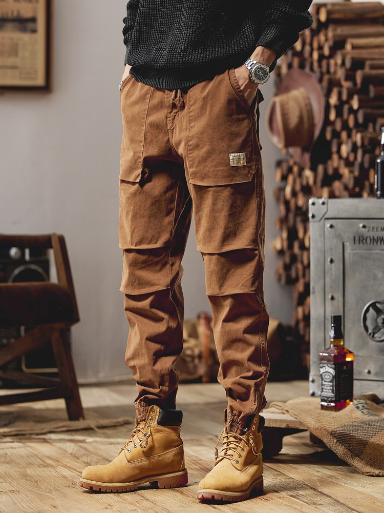 Relaxed Fit Drawstring Vintage Men's Cargo Pants for Casual Wear
