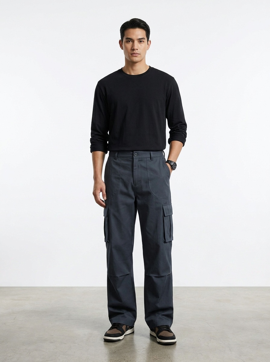 Wide-Leg Multi-Pocket Stretch Winter Casual Men's Cargo Pants
