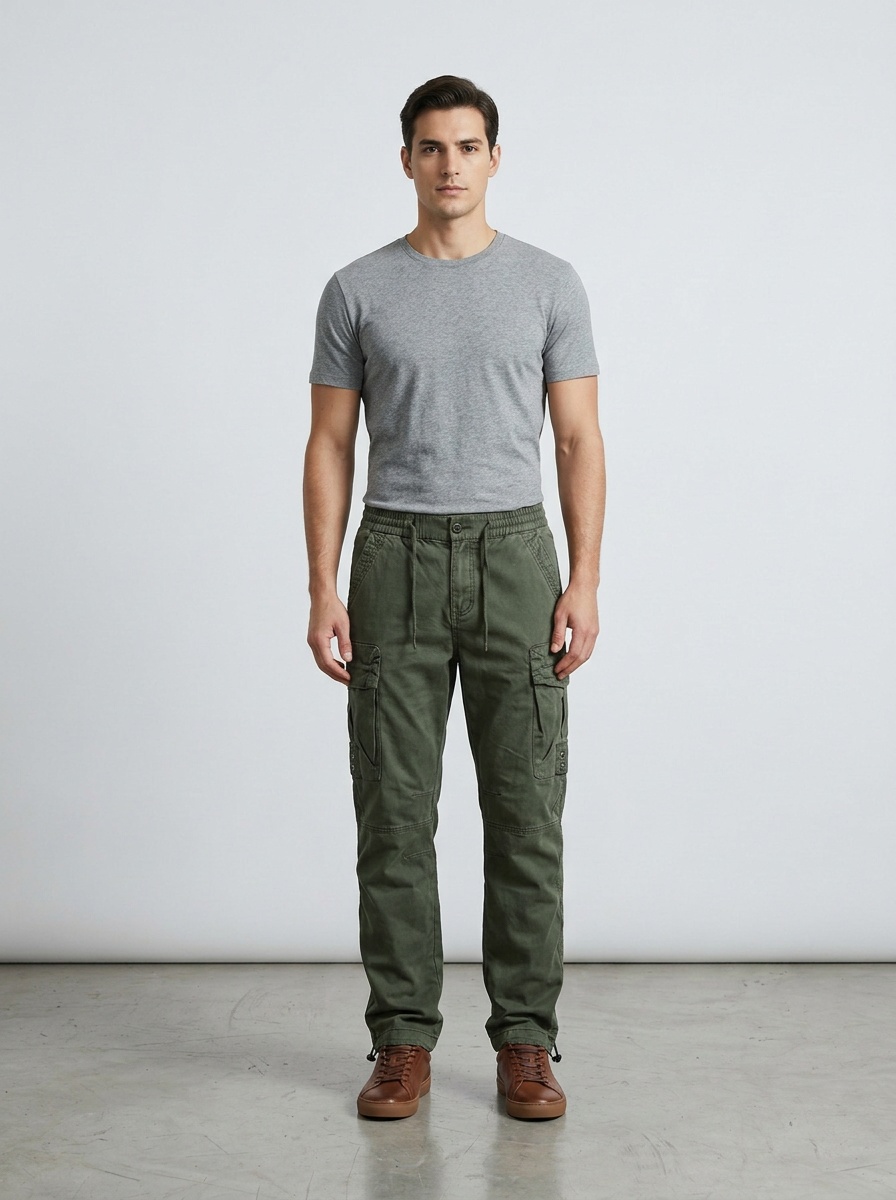 Straight Leg Multi-Pocket Men's Cargo Pants for Casual Athletic Wear