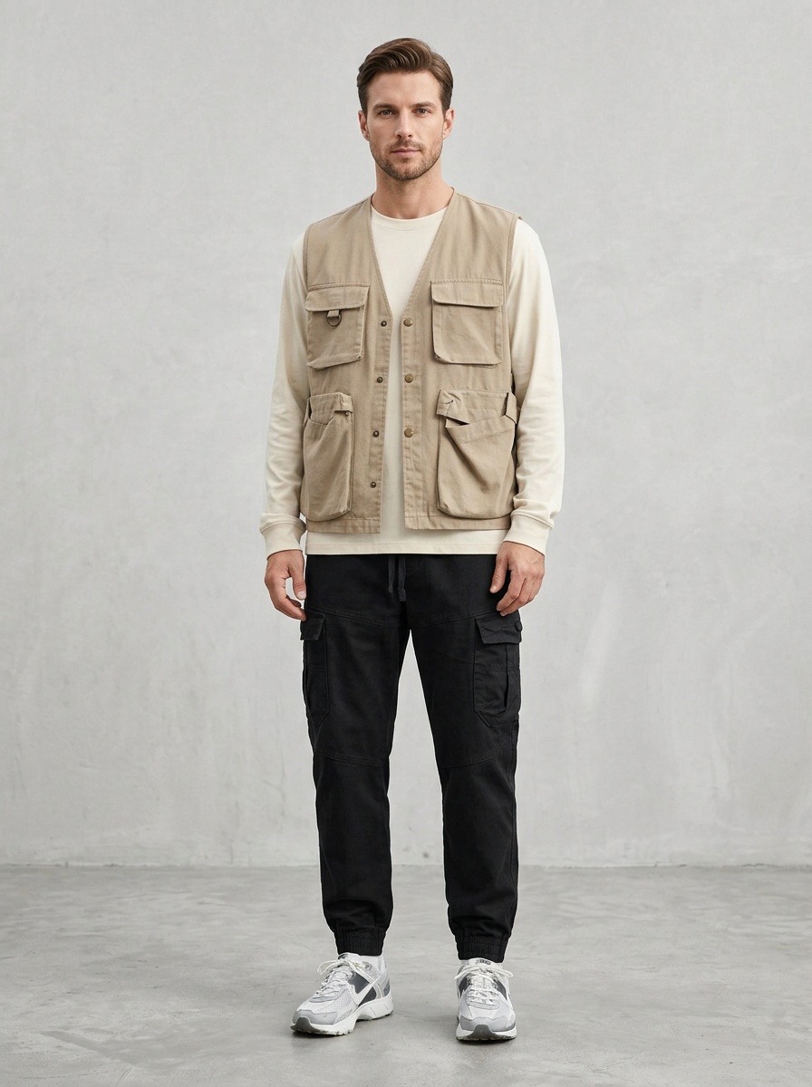 Relaxed Fit Multi-Pocket Men's Cargo Pants for Outdoor Hiking and Casual Wear