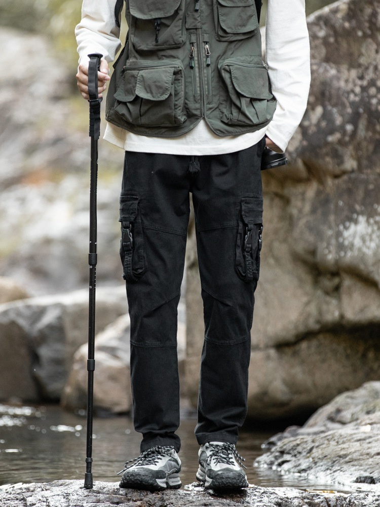 Straight Leg Multi-Pocket Men's Cargo Pants for Outdoor Hiking and Casual Wear