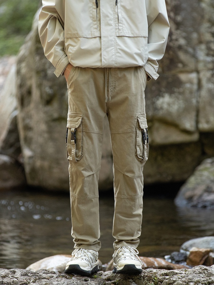 Straight Leg Multi-Pocket Men's Cargo Pants for Outdoor Hiking and Casual Wear