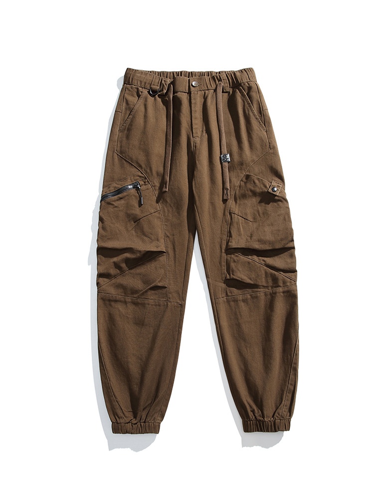 Vintage Inspired Multi-Pocket Cuffed Men's Cargo Pants for Casual Sports Wear