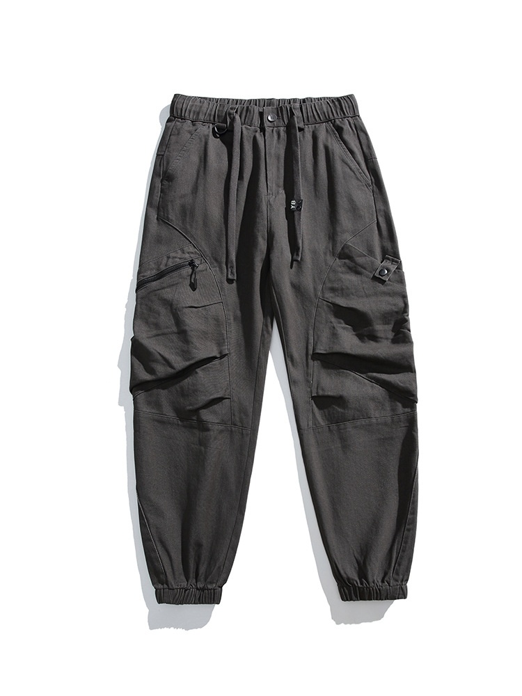 Vintage Inspired Multi-Pocket Cuffed Men's Cargo Pants for Casual Sports Wear