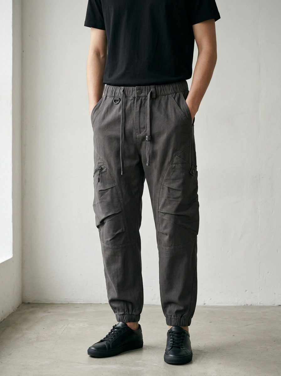 Vintage Inspired Multi-Pocket Cuffed Men's Cargo Pants for Casual Sports Wear
