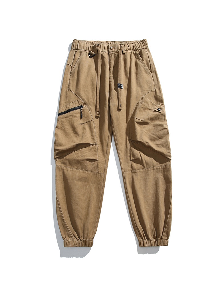 Vintage Inspired Multi-Pocket Cuffed Men's Cargo Pants for Casual Sports Wear