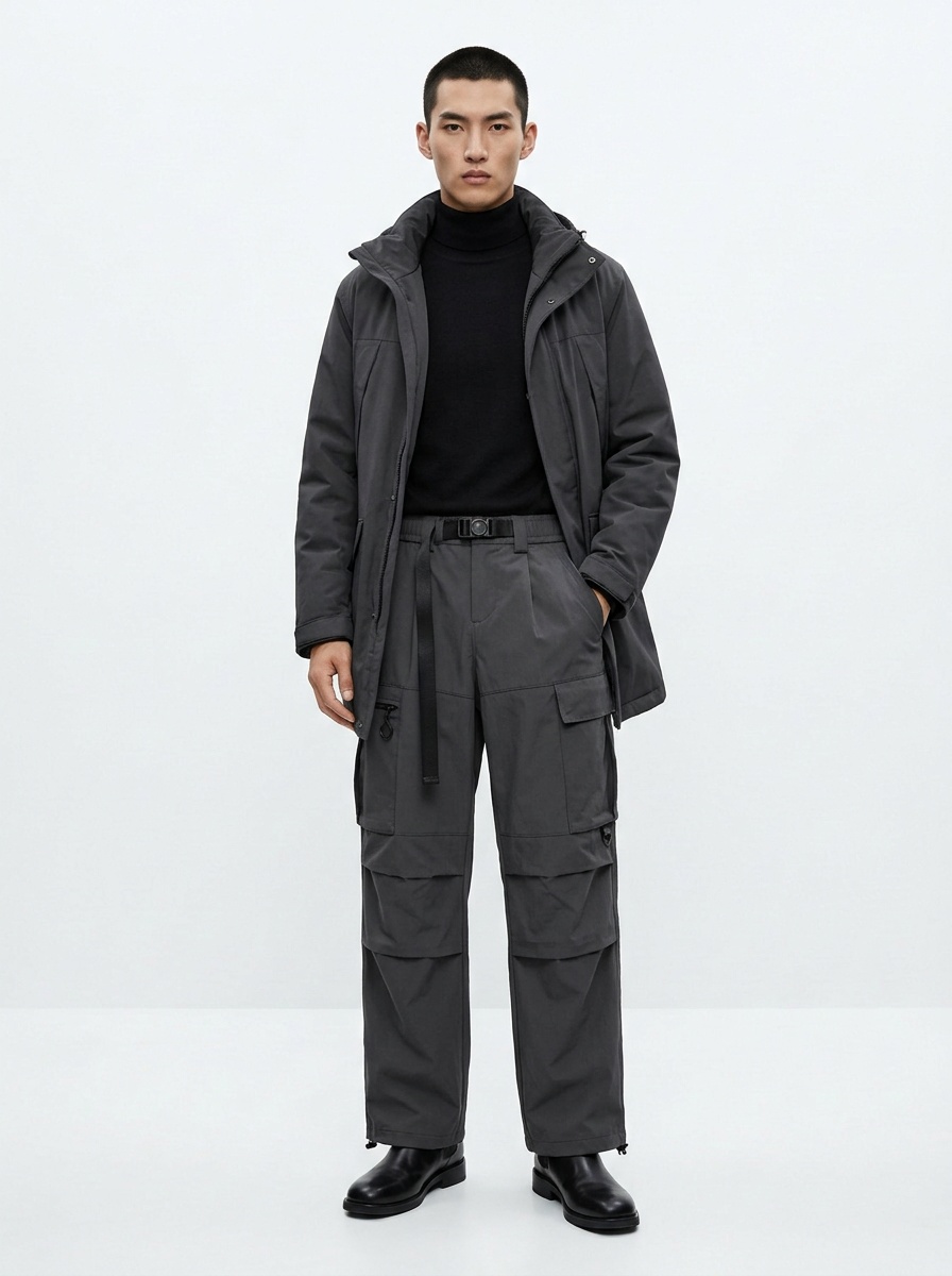 Functional Wide-Leg Multi-Pocket Men's Cargo Pants for Casual Wear