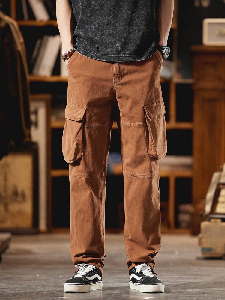 Straight Leg Multi-Pocket Loose Fit Men's Cargo Pants for Casual Wear
