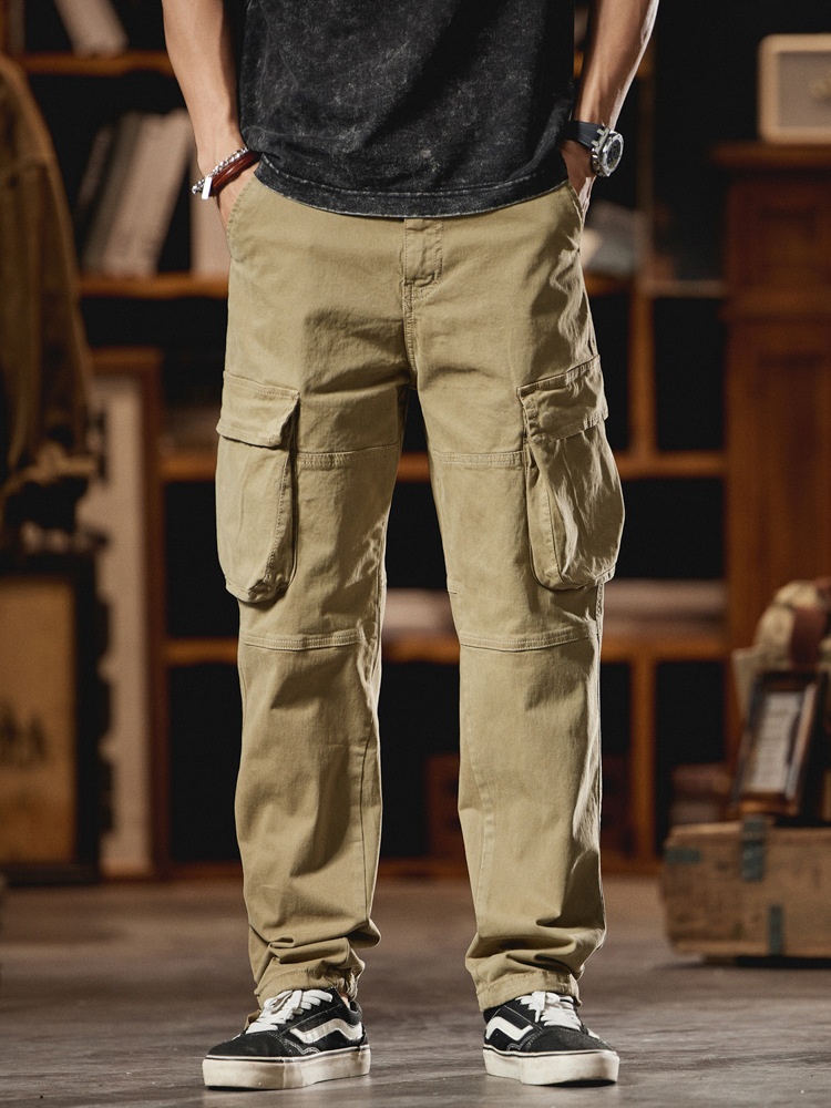 Straight Leg Multi-Pocket Loose Fit Men's Cargo Pants for Casual Wear