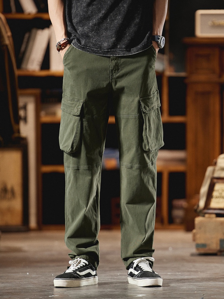 Straight Leg Multi-Pocket Loose Fit Men's Cargo Pants for Casual Wear