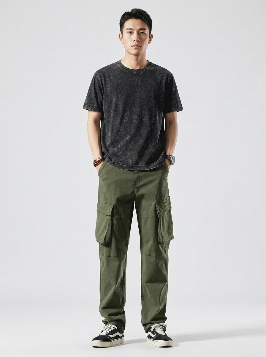 Straight Leg Multi-Pocket Loose Fit Men's Cargo Pants for Casual Wear