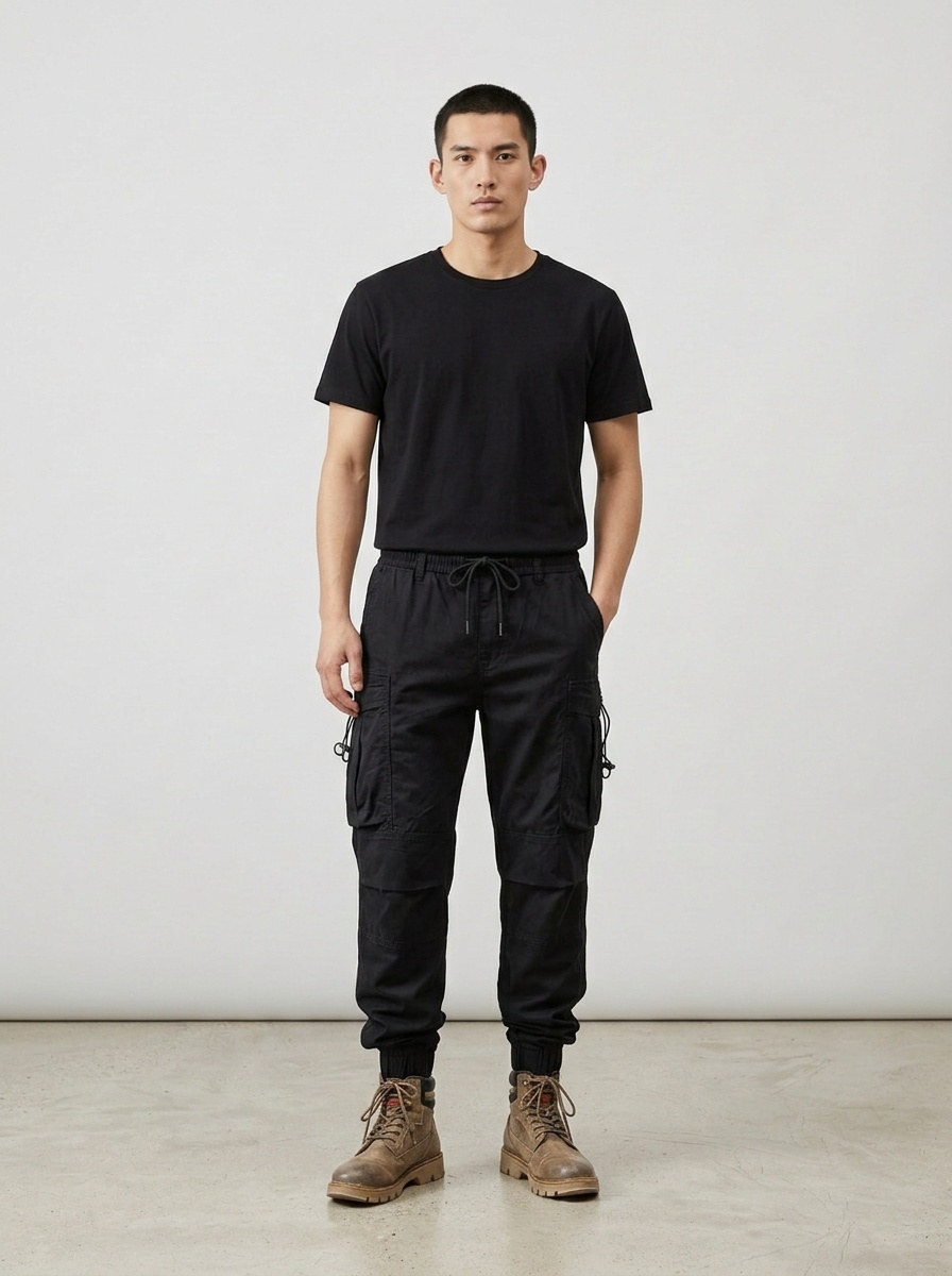 Multi-Pocket Stretch Fit Vintage Men's Cargo Pants for Casual Streetwear