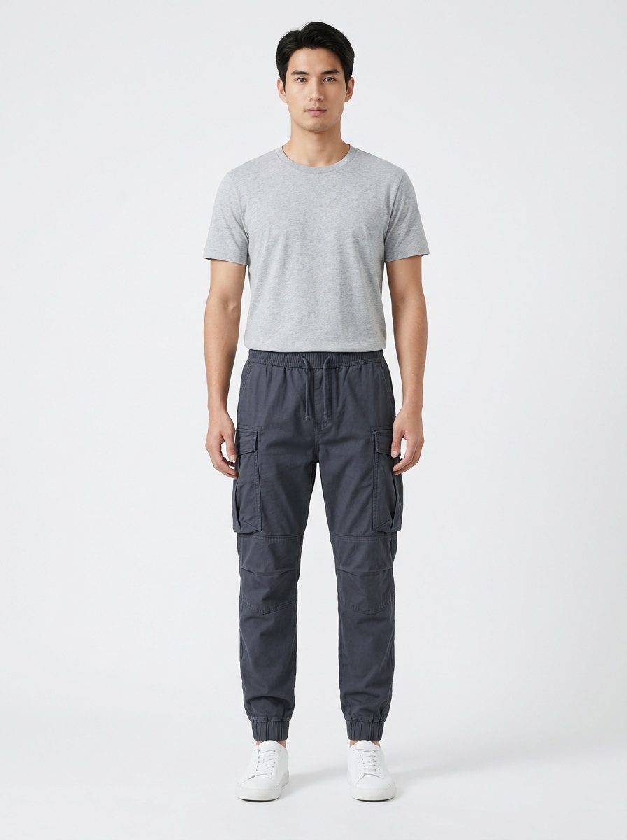 Multi-Pocket Stretch Fit Vintage Men's Cargo Pants for Casual Streetwear