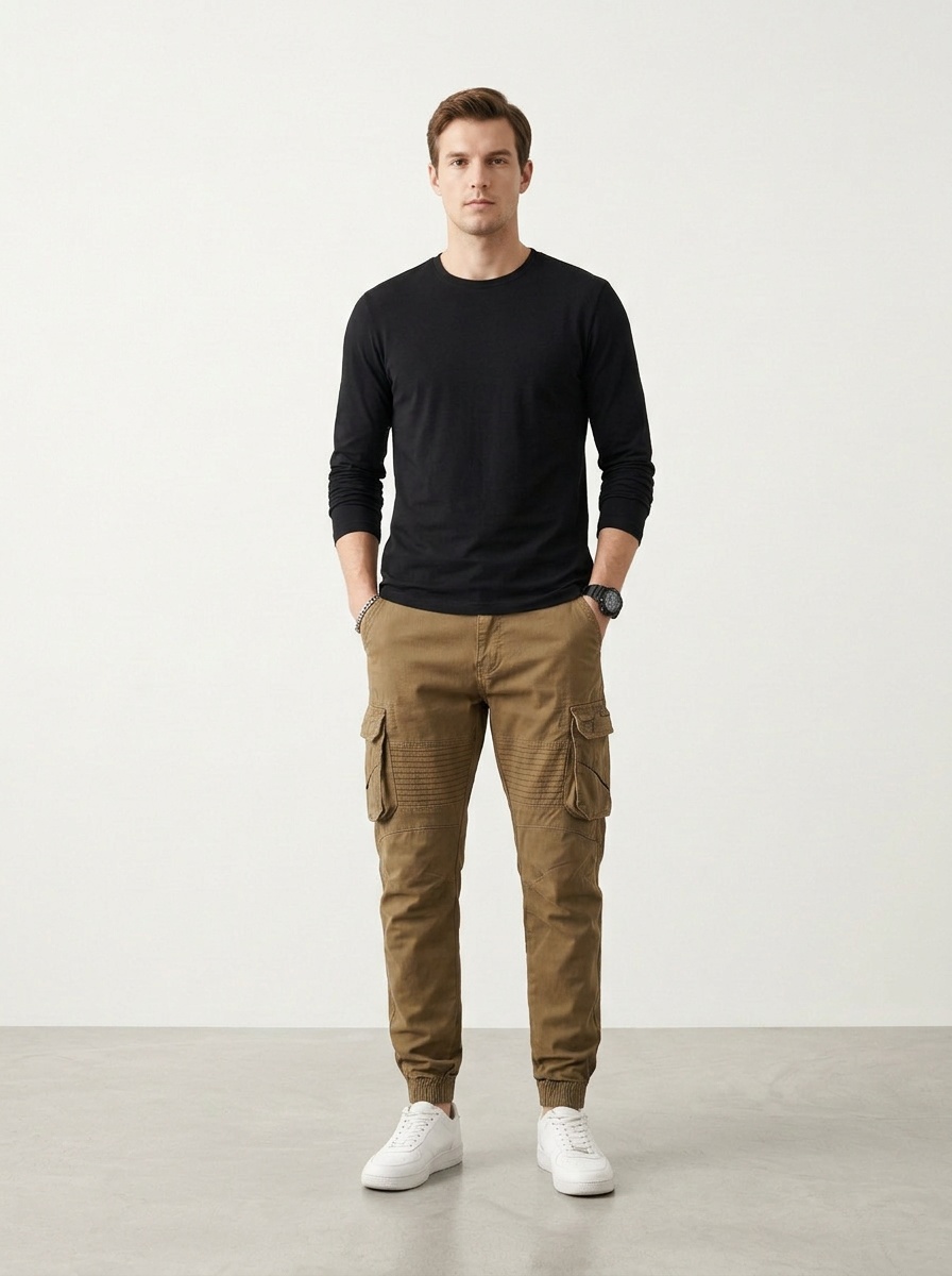 Relaxed Fit Vintage Multi-Pocket Men's Jogger Cargo Pants