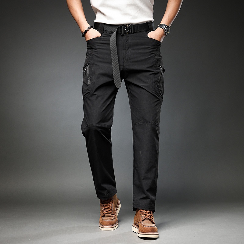 Loose Fit Retro Stretch Men's Cargo Pants with Multi-Pocket Design