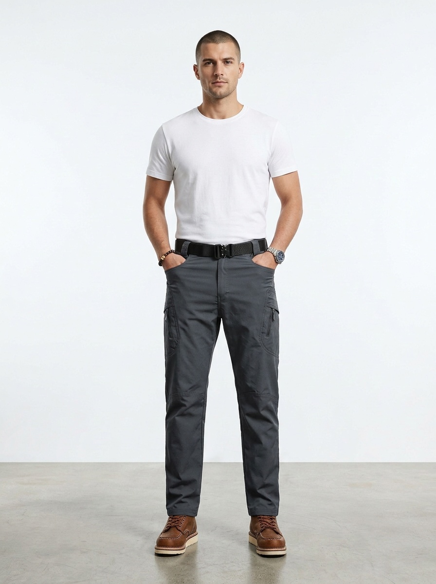 Loose Fit Retro Stretch Men's Cargo Pants with Multi-Pocket Design