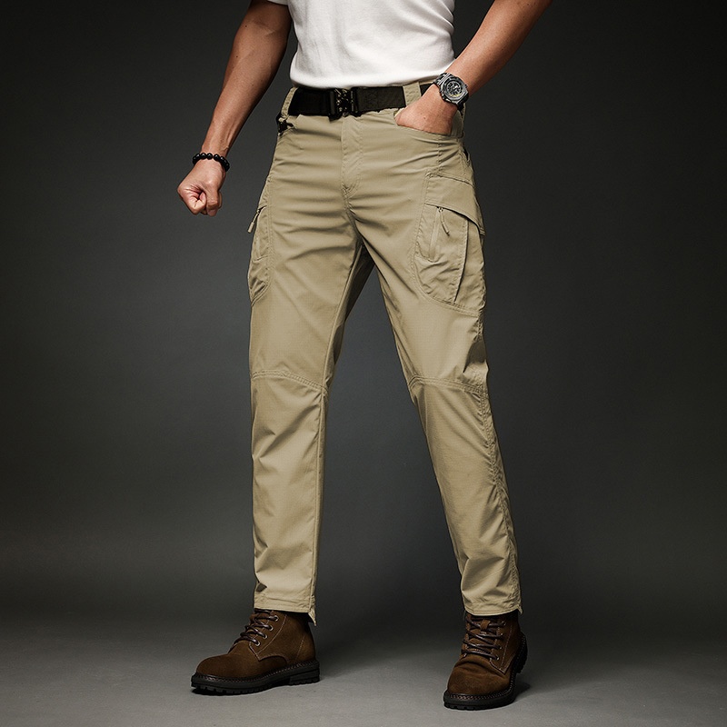 Loose Fit Retro Stretch Men's Cargo Pants with Multi-Pocket Design