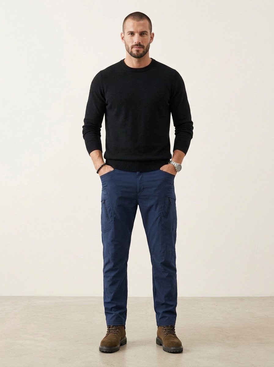 Loose Fit Retro Stretch Men's Cargo Pants with Multi-Pocket Design