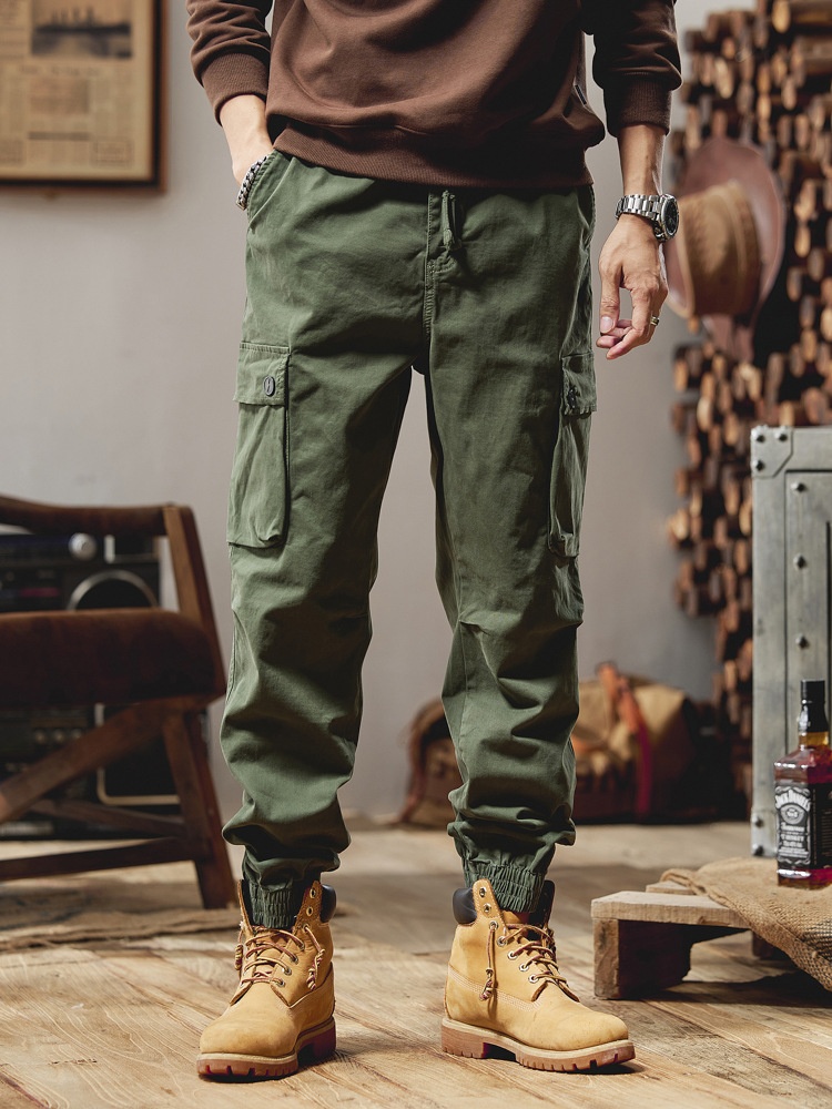 Multi-Pocket Vintage Military Style Men's Cargo Pants for Casual Wear