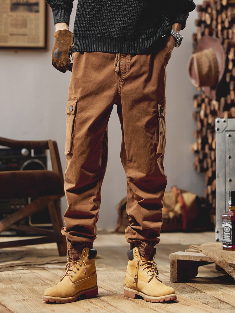 Multi-Pocket Vintage Military Style Men's Cargo Pants for Casual Wear