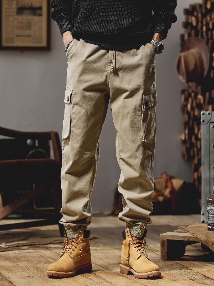 Multi-Pocket Vintage Military Style Men's Cargo Pants for Casual Wear