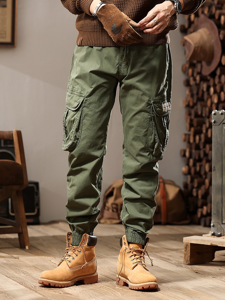 Zipper Detail Tapered Fit Men's Cargo Pants for Vintage Streetwear