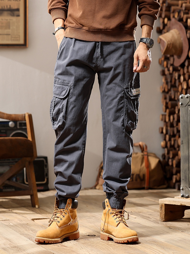 Zipper Detail Tapered Fit Men's Cargo Pants for Vintage Streetwear