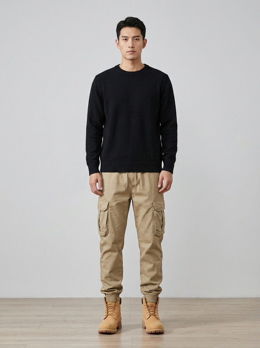 Zipper Detail Tapered Fit Men's Cargo Pants for Vintage Streetwear