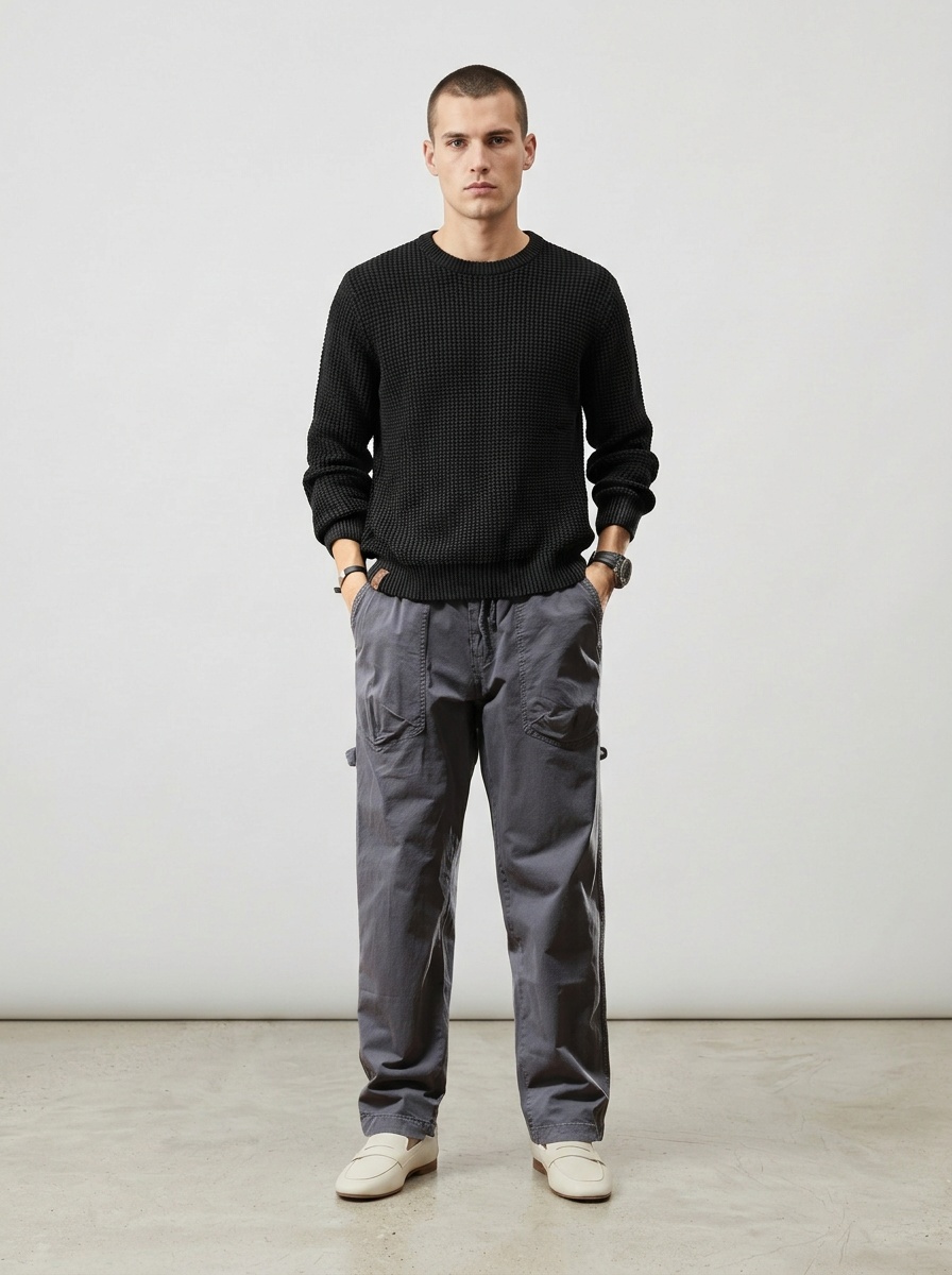 Straight Fit Stretch Men's Cargo Pants for Outdoor Casual Wear