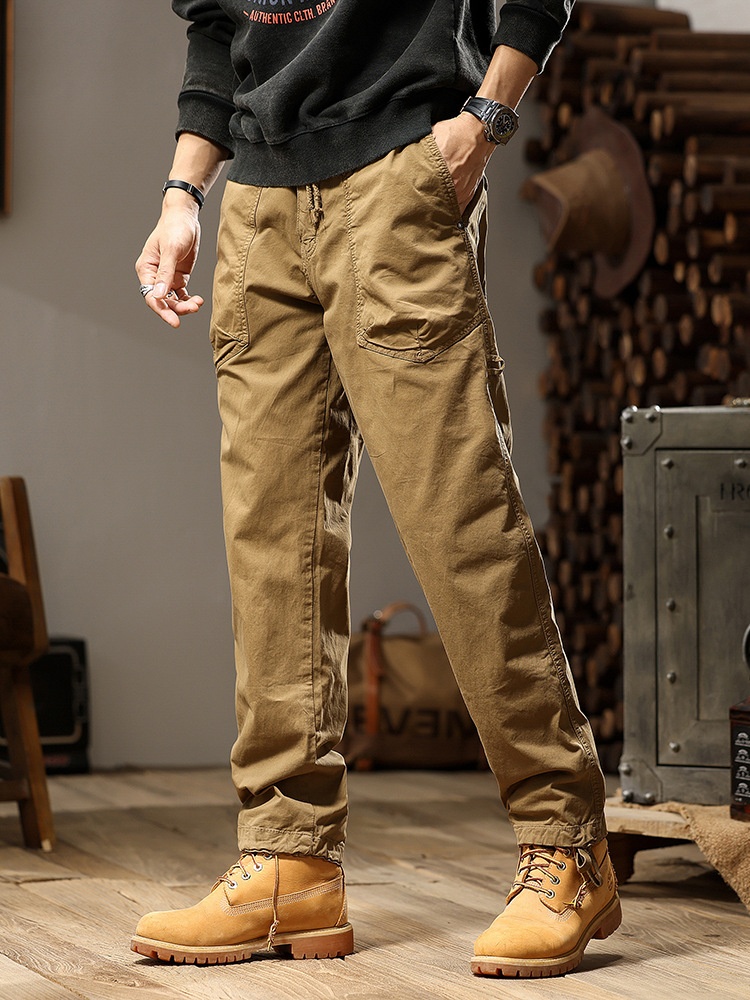 Straight Fit Stretch Men's Cargo Pants for Outdoor Casual Wear