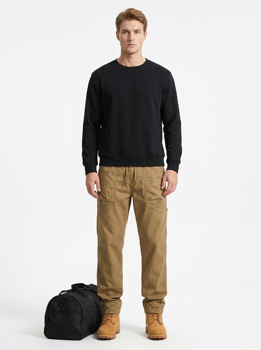 Straight Fit Stretch Men's Cargo Pants for Outdoor Casual Wear