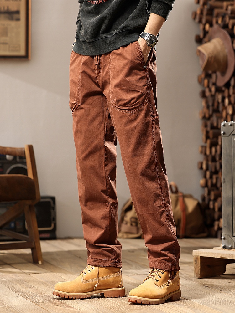 Straight Fit Stretch Men's Cargo Pants for Outdoor Casual Wear